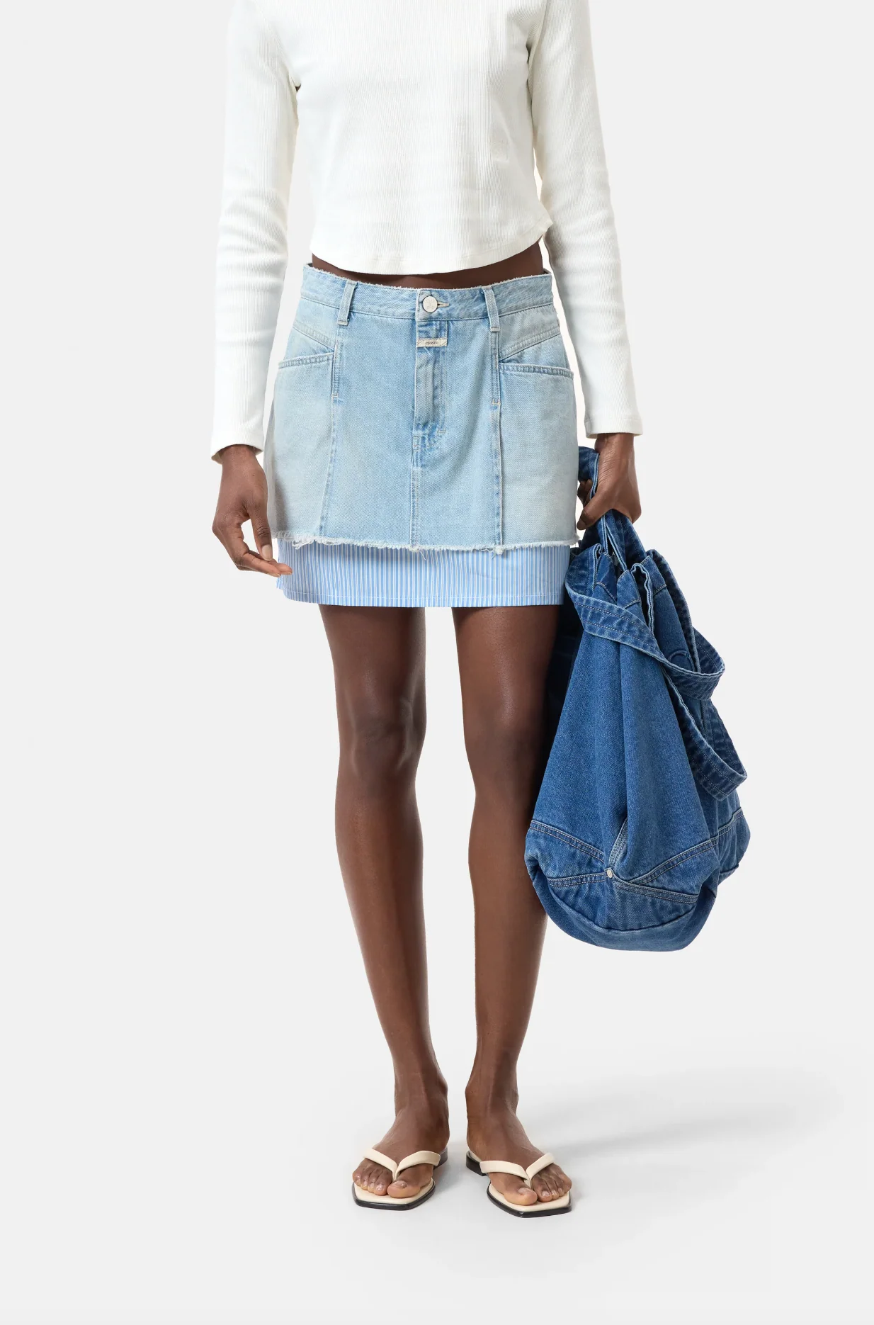 DENIM POPLIN SKIRT - Image 3
