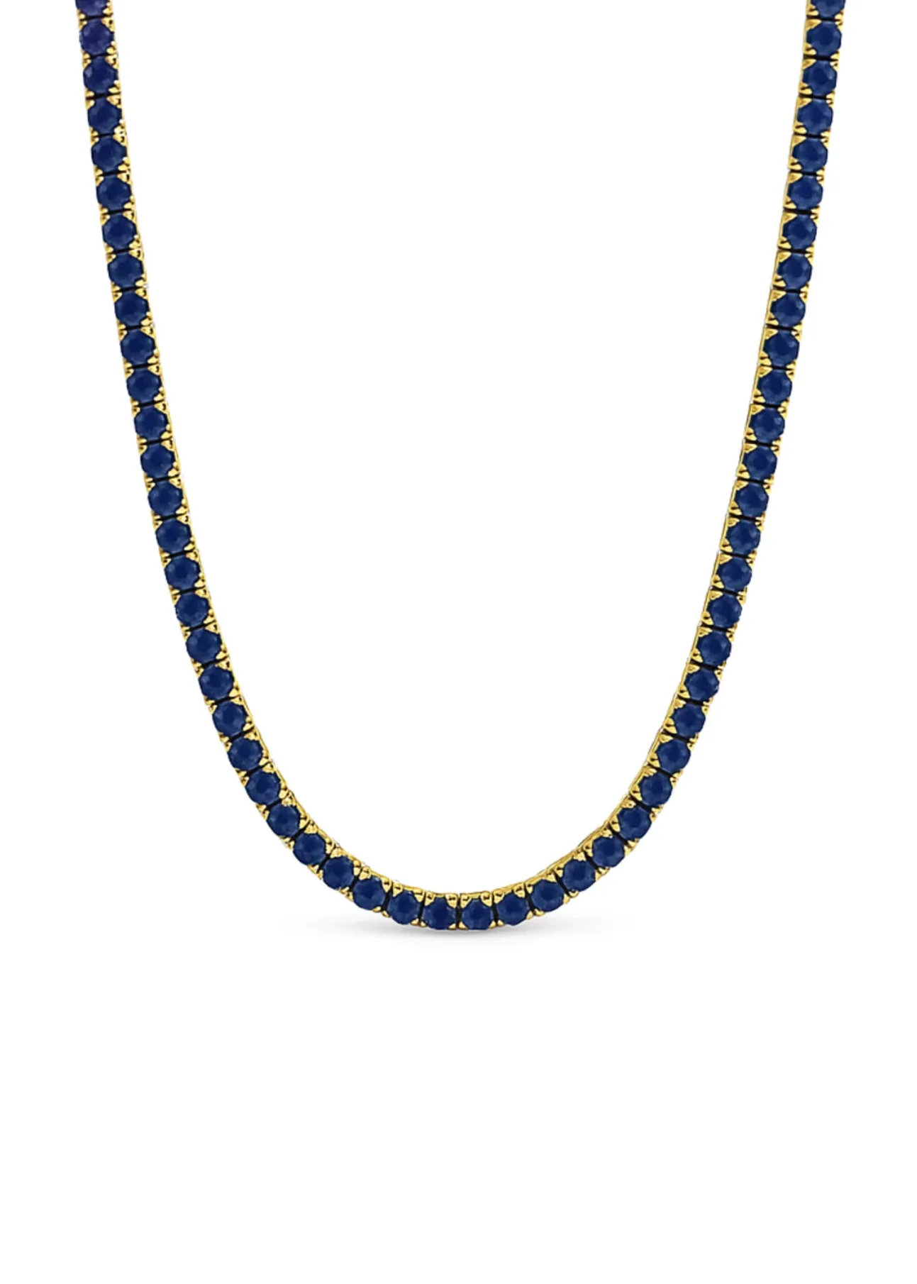 BLUE SAPPHIRE CZ TENNIS NECKLACE 16" - Image 2
