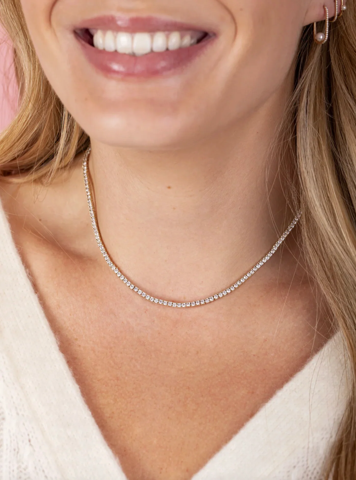CLASSIC CZ TENNIS NECKLACE YELLOW - Image 2