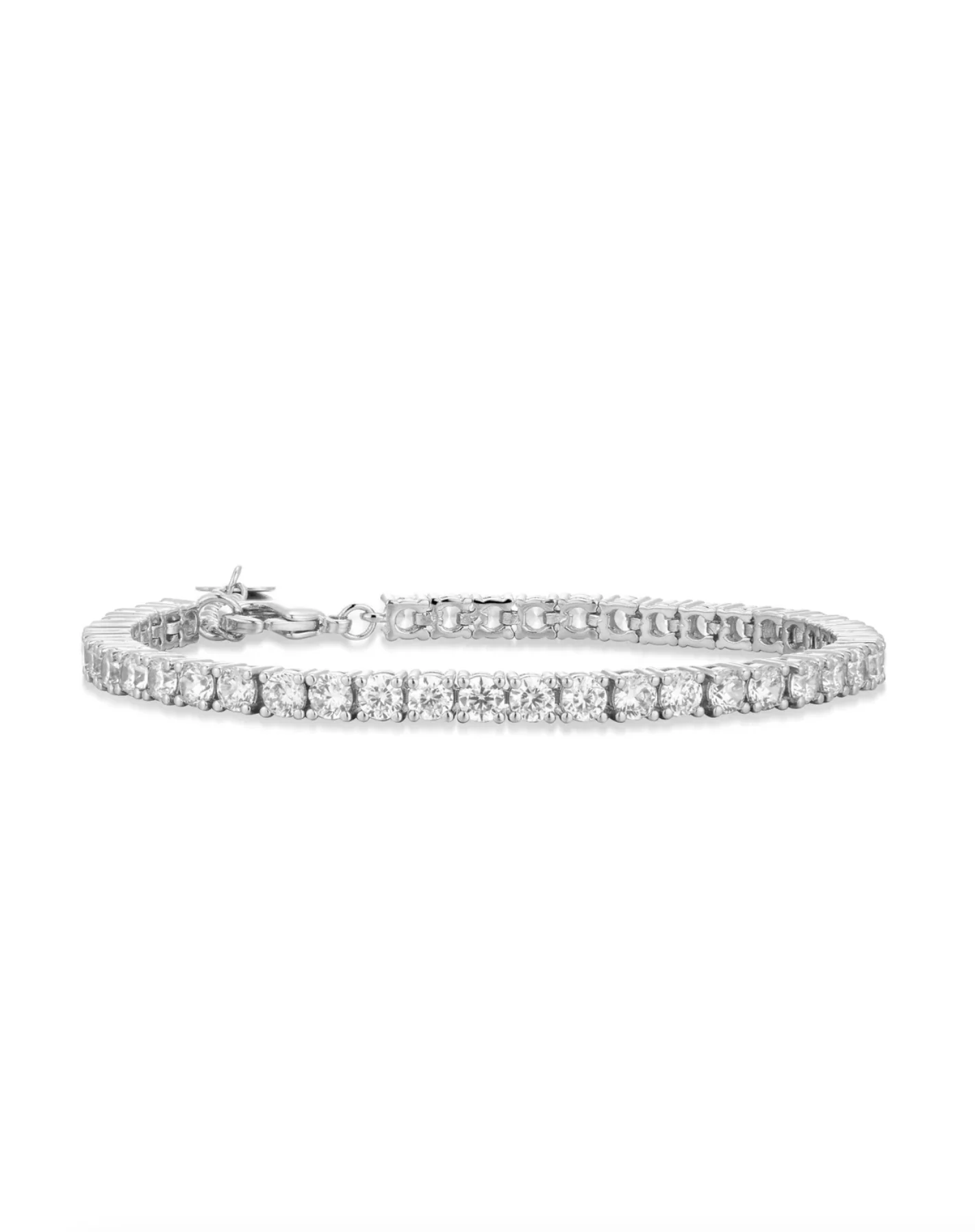 CZ TENNIS BRACELET LARGE SILVER - Image 2