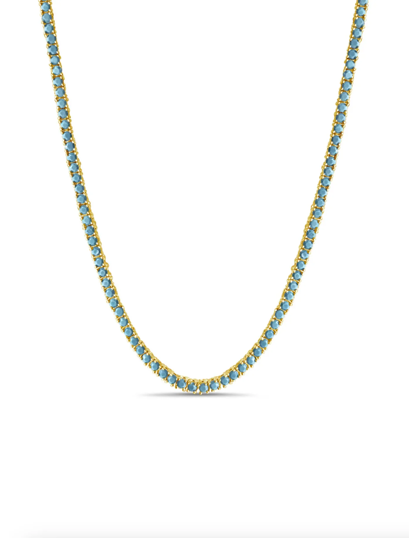 TURQUOISE TENIS NECKLACE 16" - Image 4