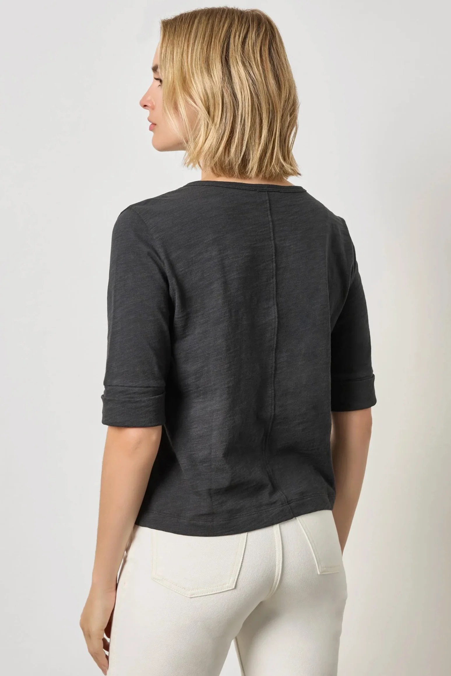 RIB TRIM ELBOW SPLIT NECK - Image 2