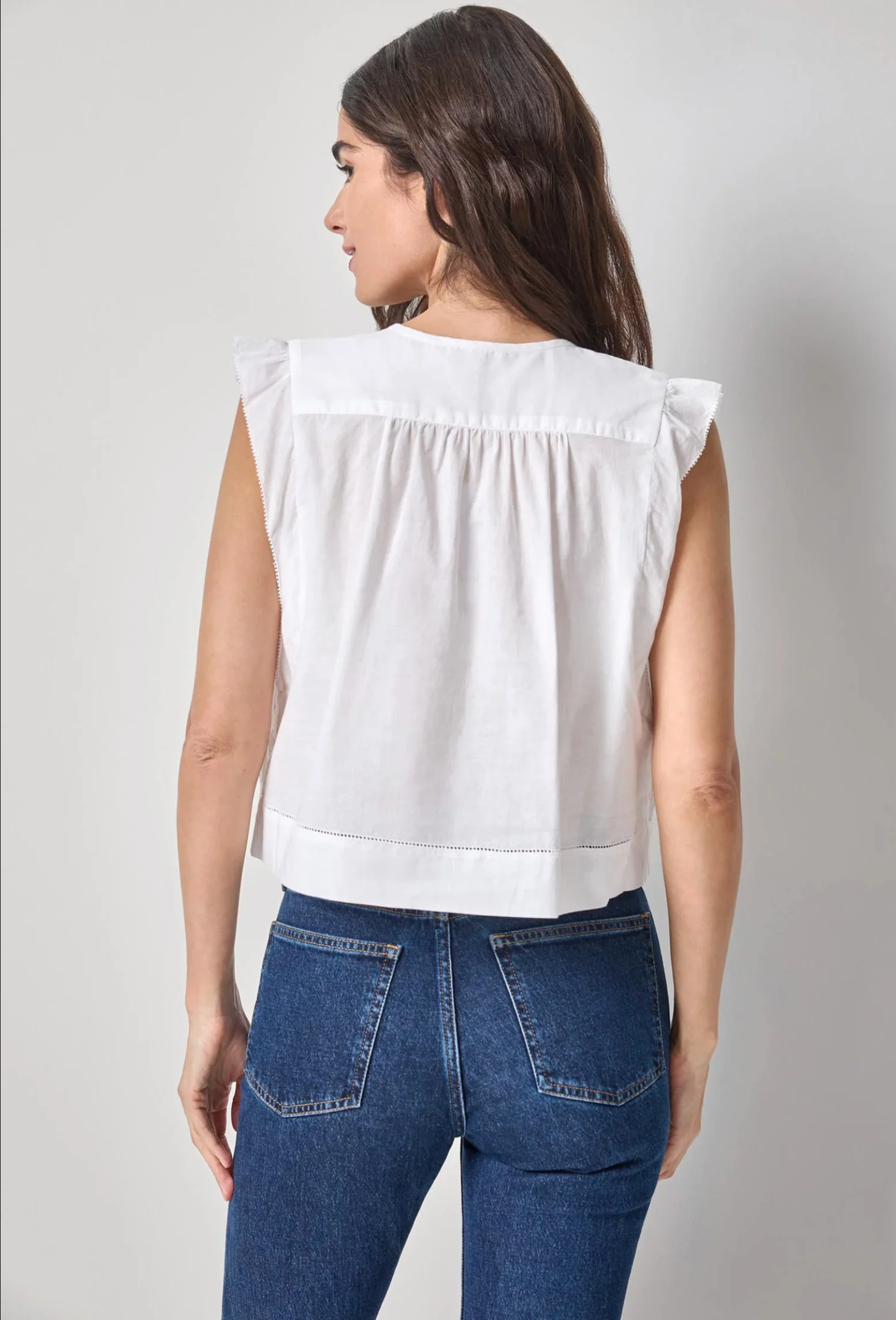 SMOCKED SHOULDER V-NECK - Image 2