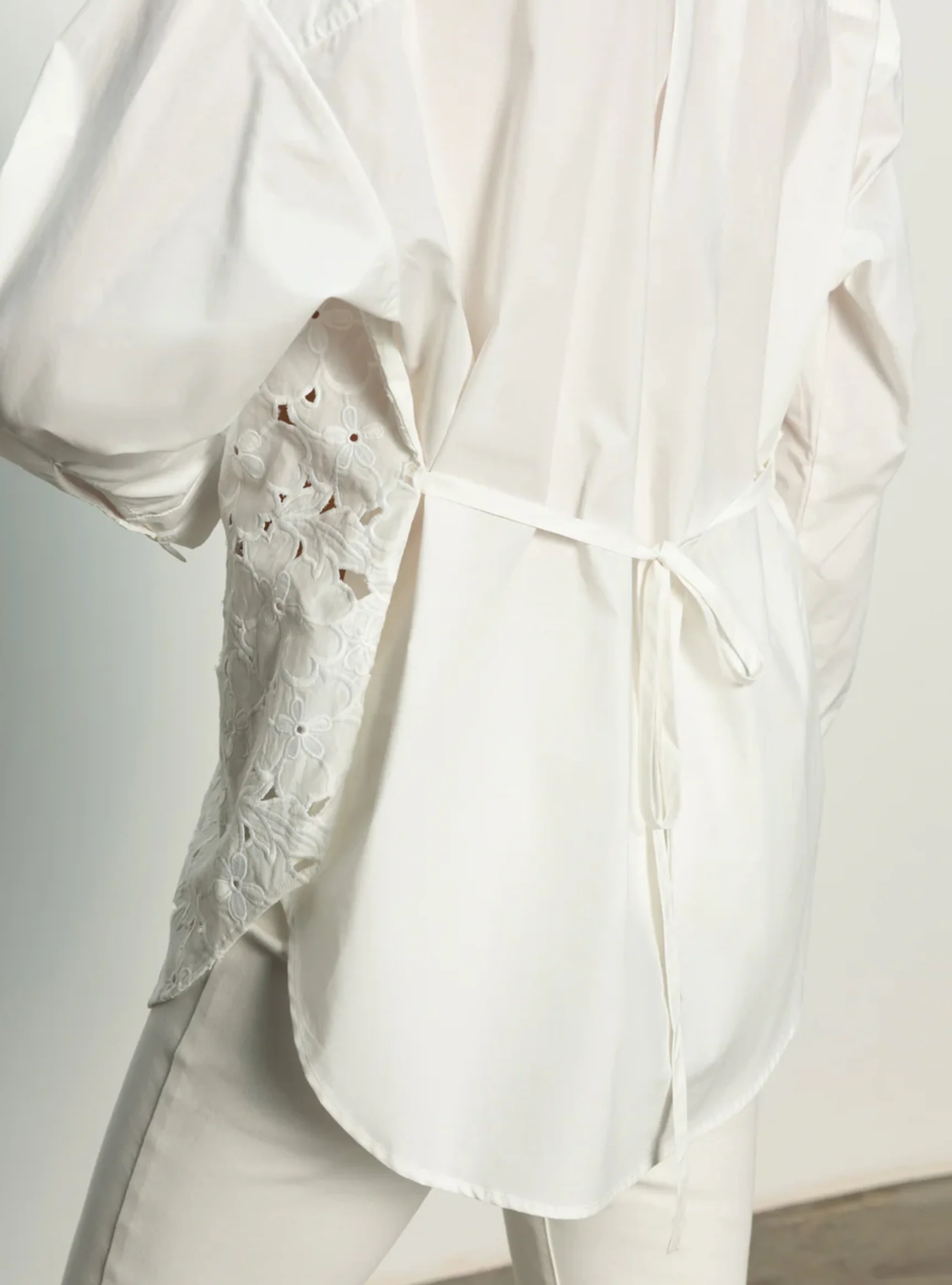 LACE BOYFRIEND TIE BACK SHIRT - Image 3