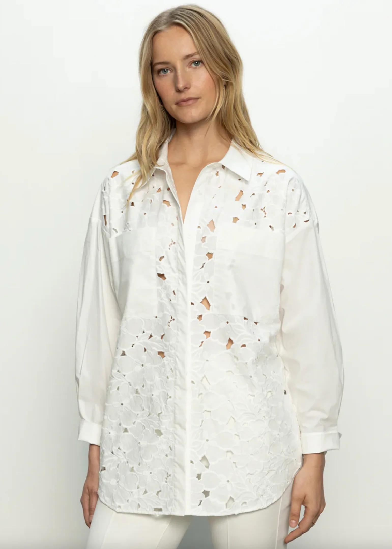 LACE BOYFRIEND TIE BACK SHIRT - Image 4