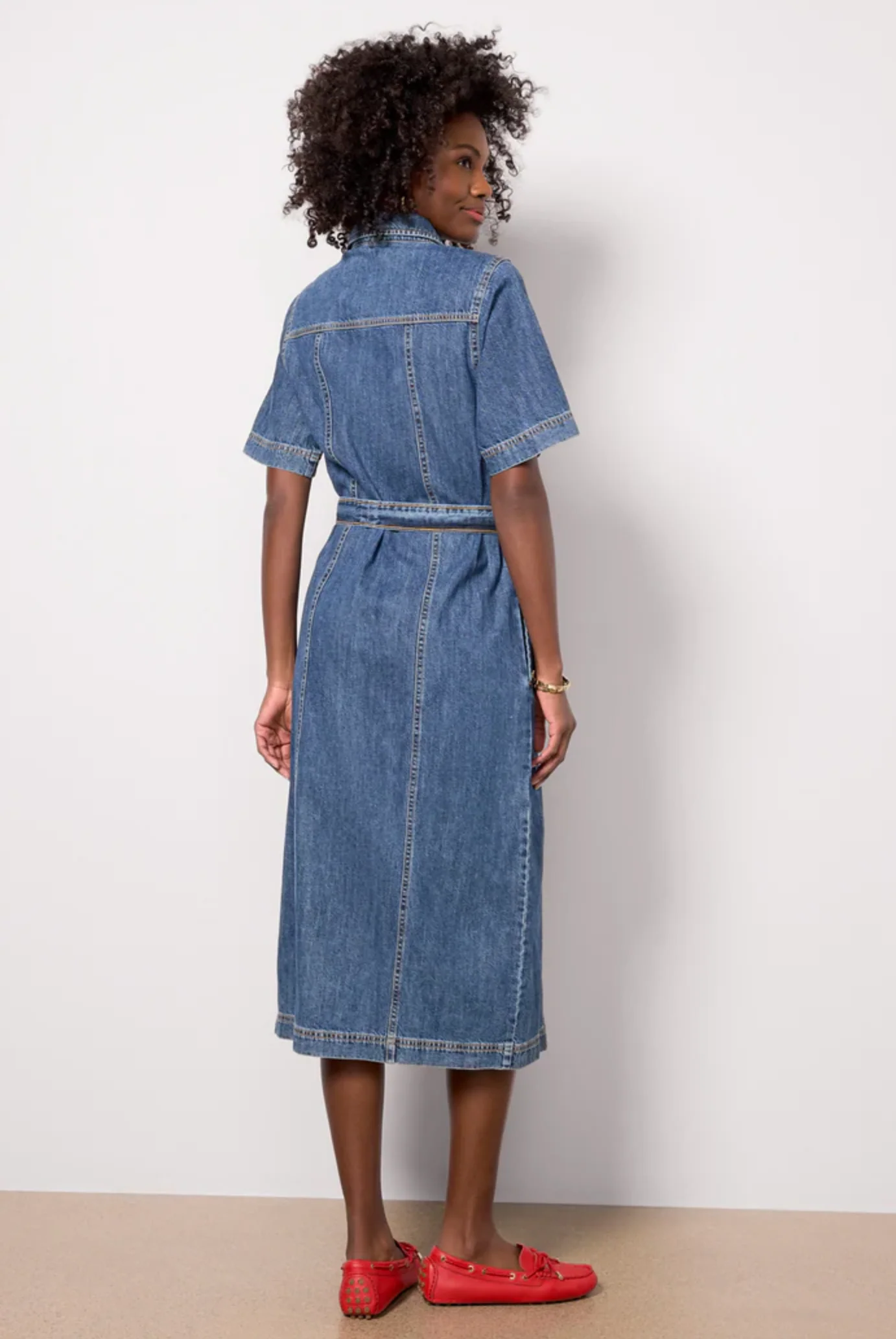 ALMA DENIM MIDI DRESS - Image 3