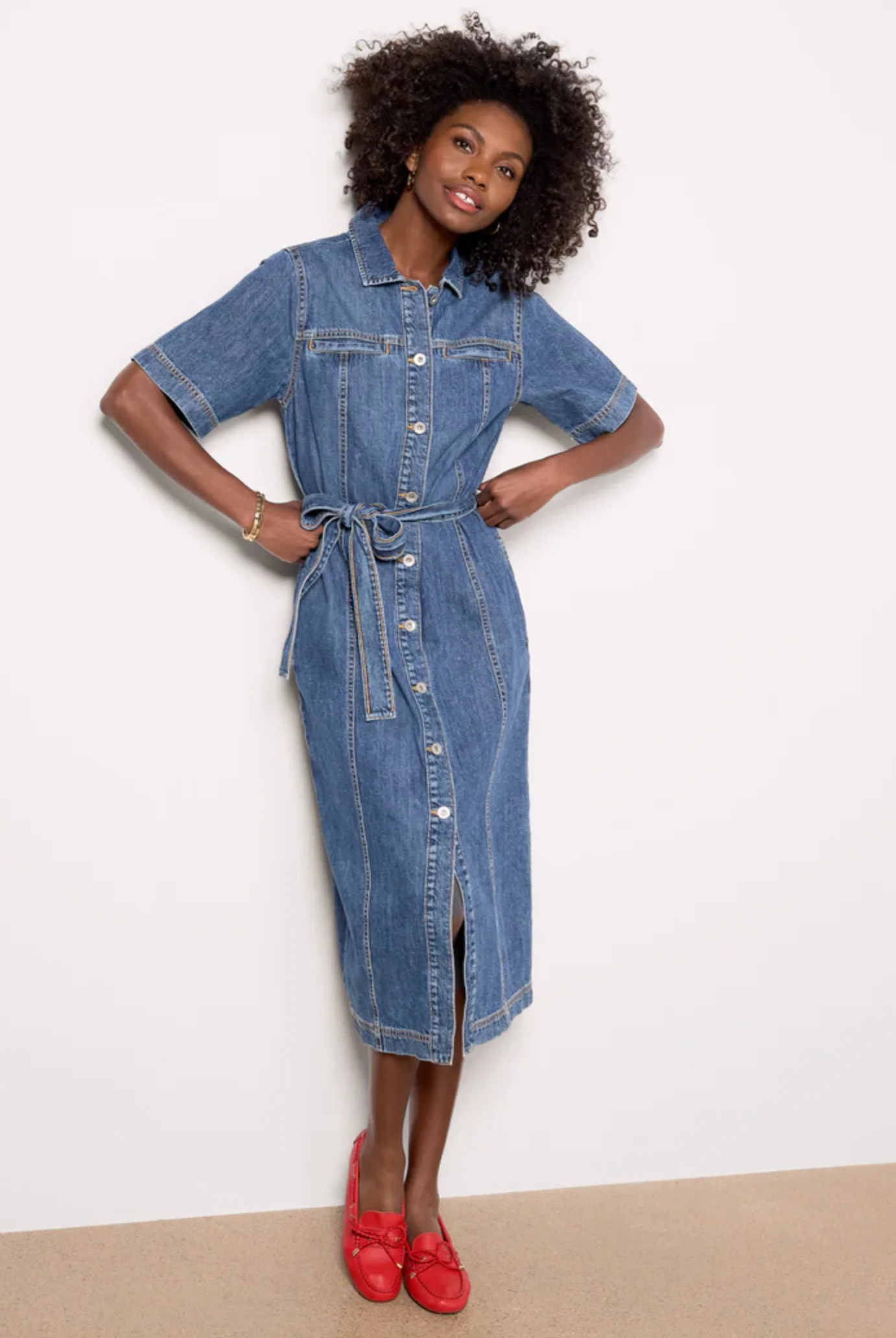 ALMA DENIM MIDI DRESS - Image 4