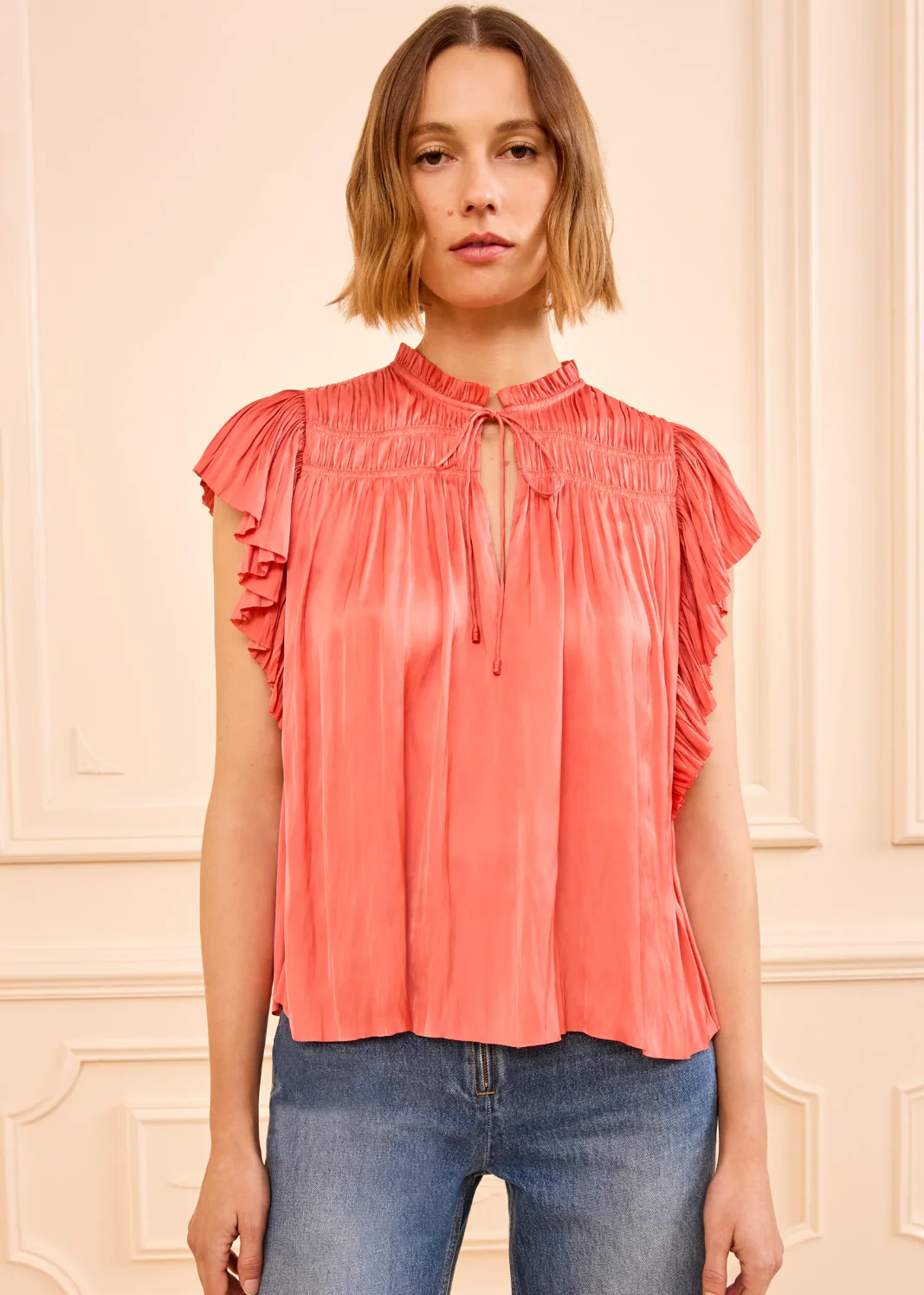 AGOSTA FLUTTER SLEEVE TOP