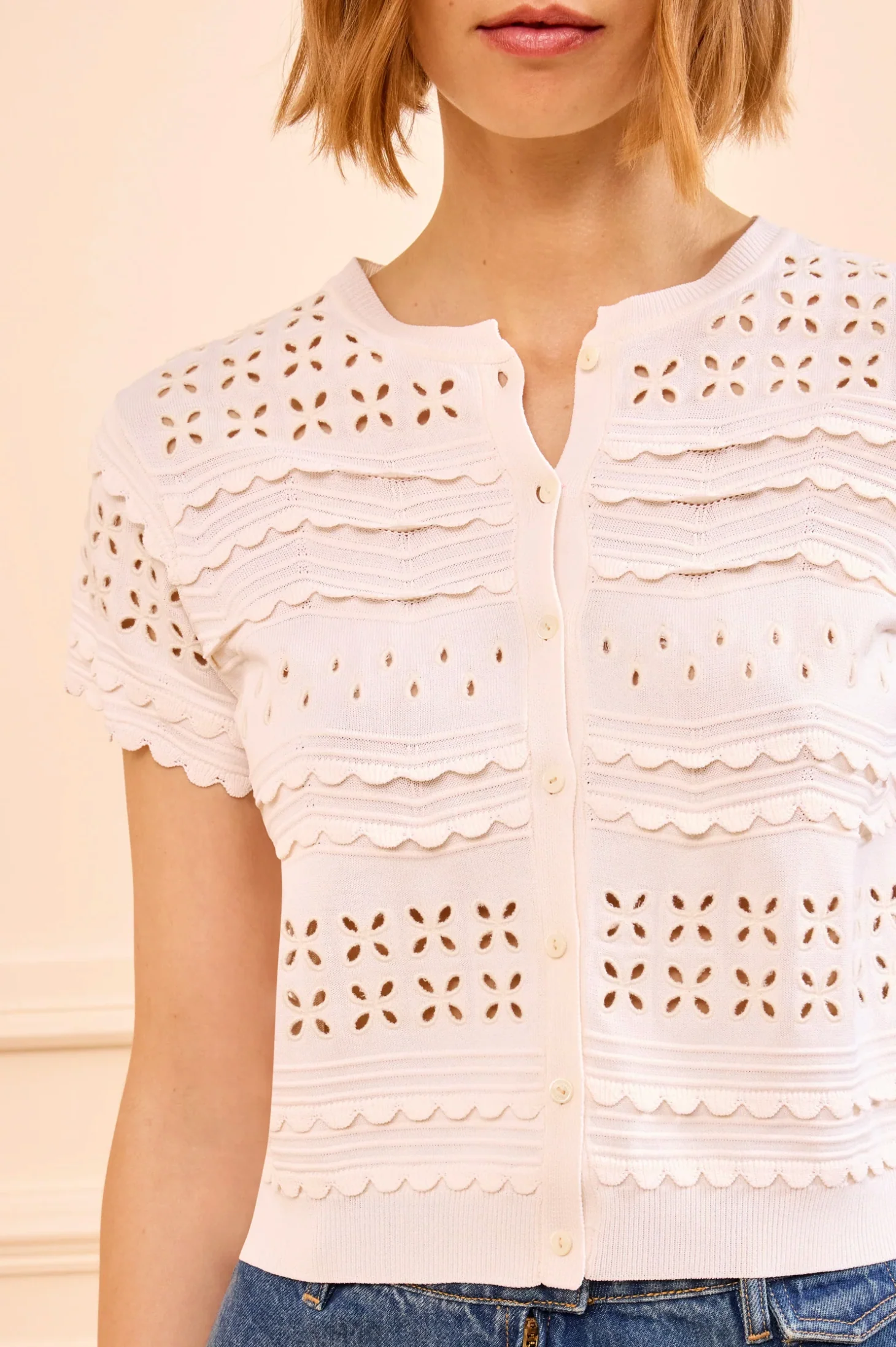 ABRIANA EYELET KNIT CARDIGAN - Image 2
