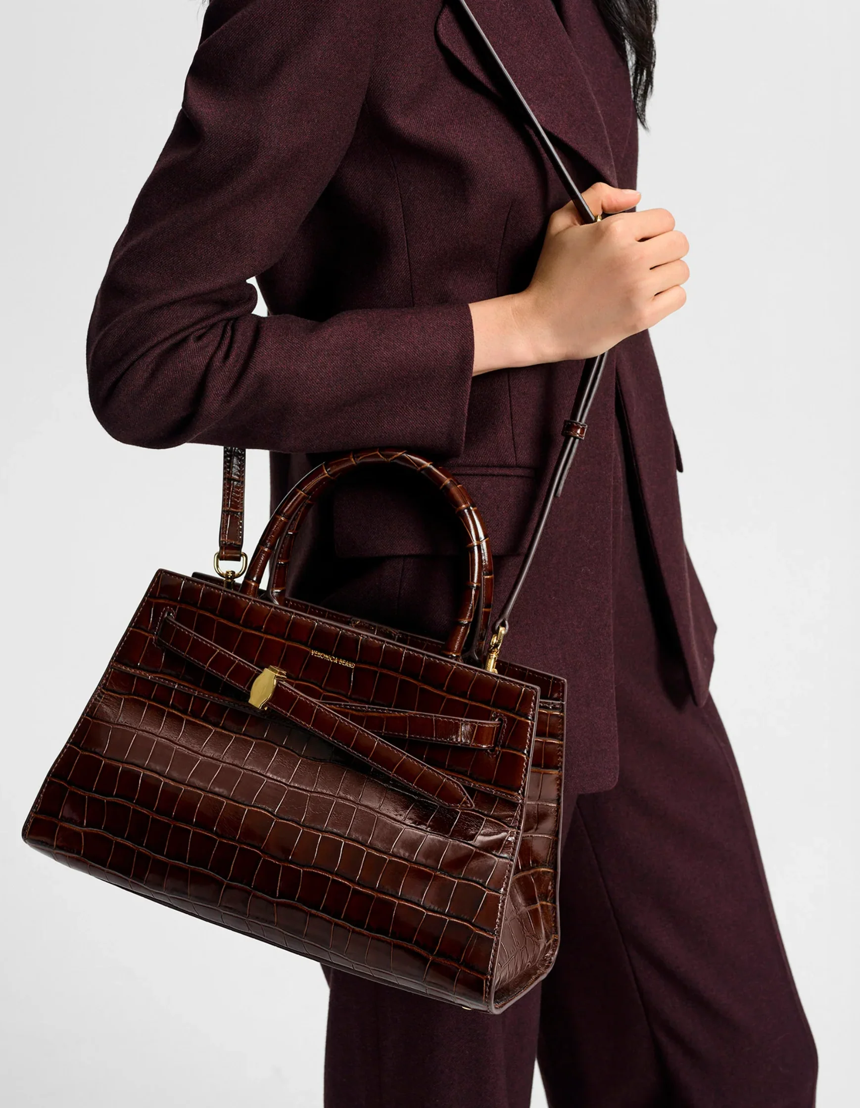 CROC EMBOSSED VERONICA BEARD DASH BAG CHESTNUT - Image 4