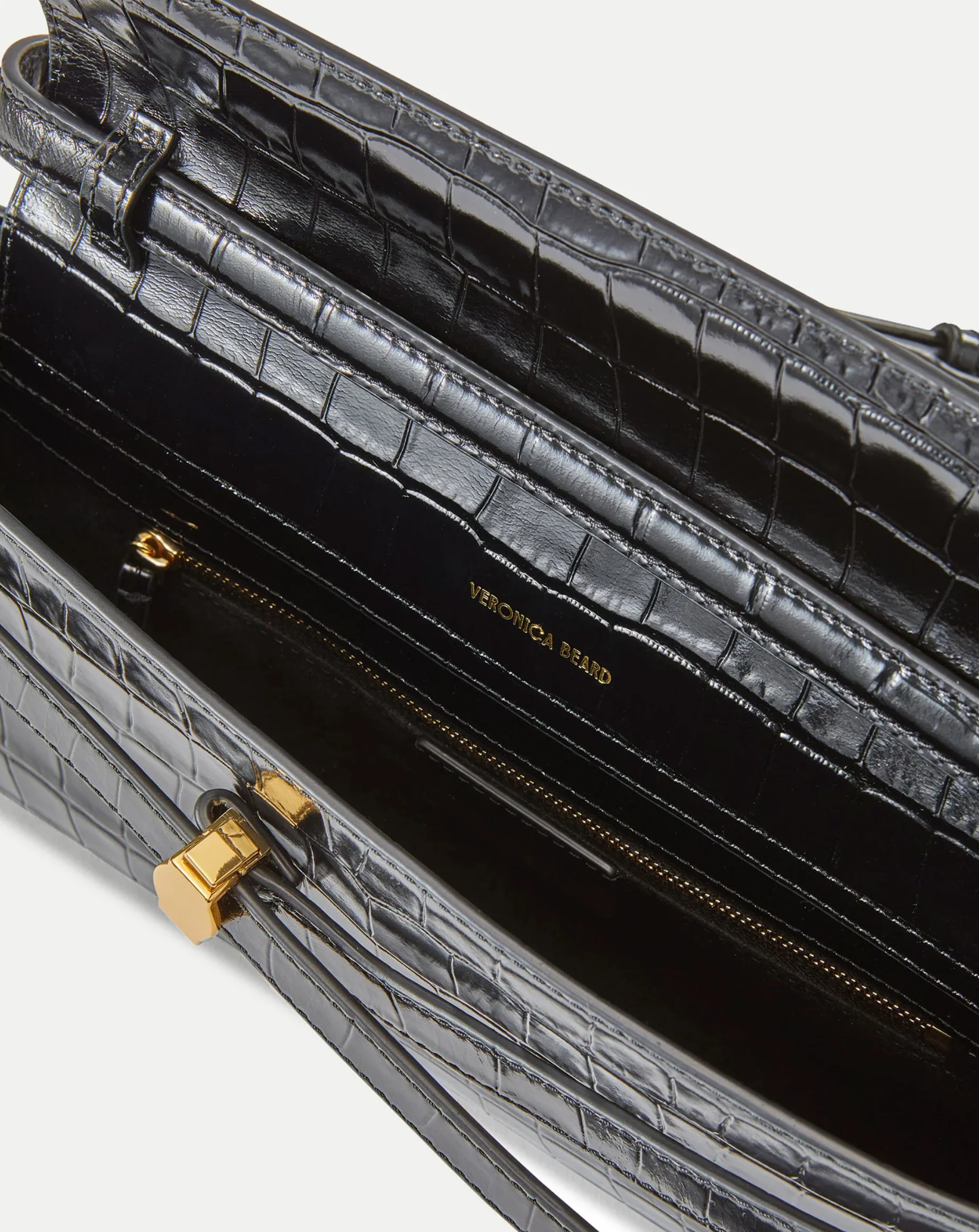 CROC EMBOSSED VERONICA BEARD DASH CLUTCH BLACK - Image 3