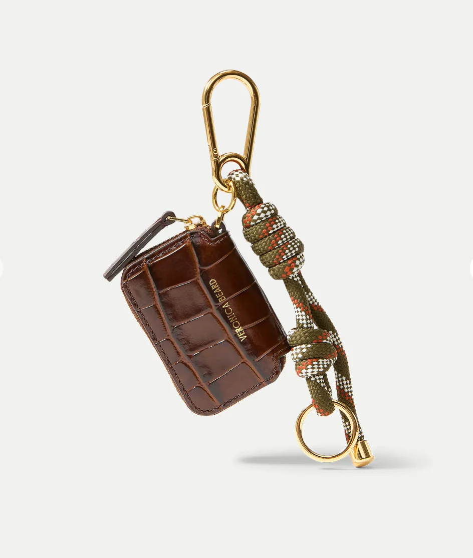 CROC ZIP POUCH BAG CHARM CHESTNUT - Image 4
