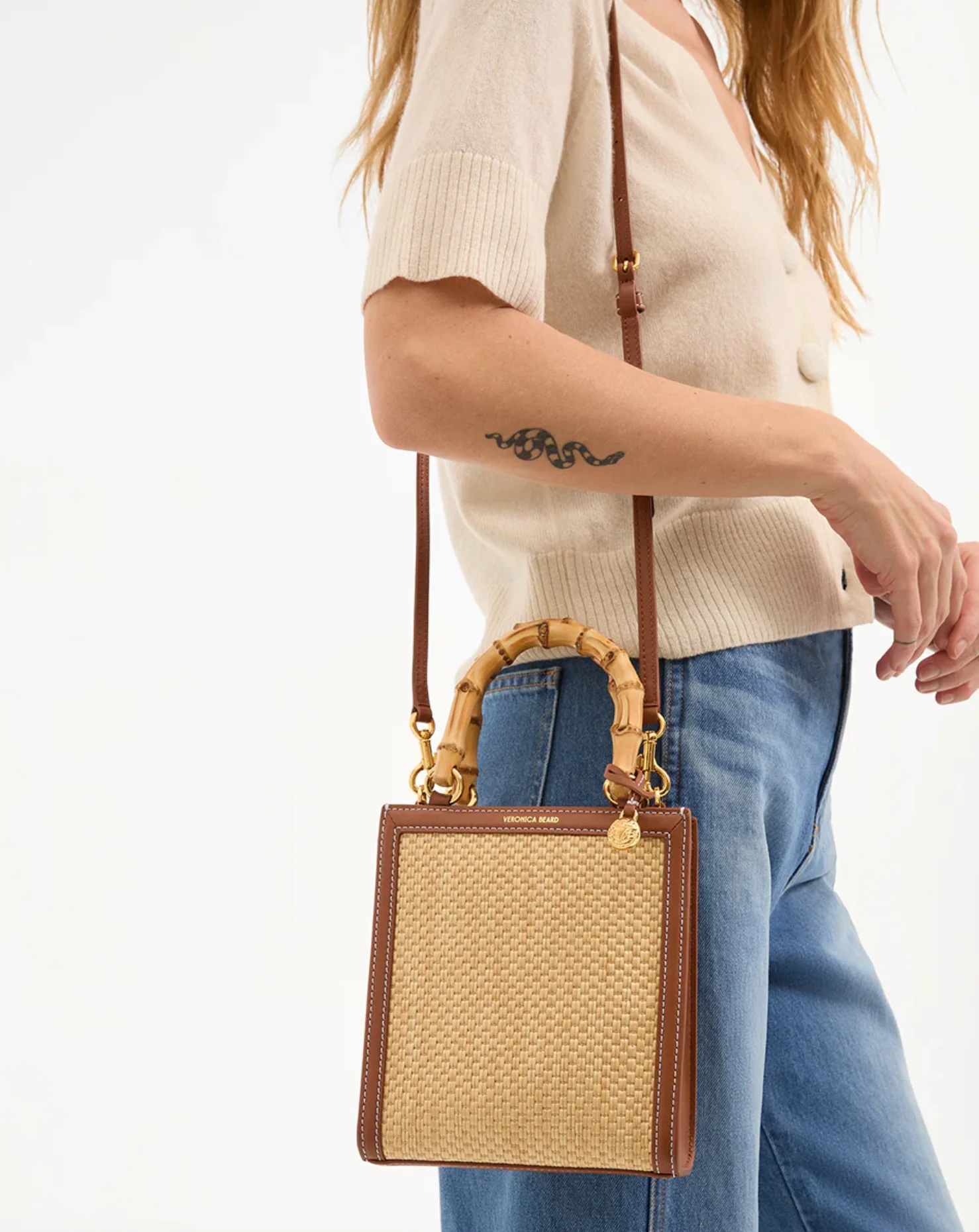 SMALL RAFFIA BAMBOO SHOPPER - Image 4